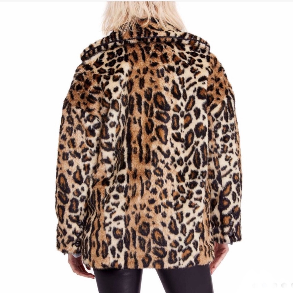 Free People Leopard Print Faux Fur Teddy Bear Coat - Picture 4 of 6